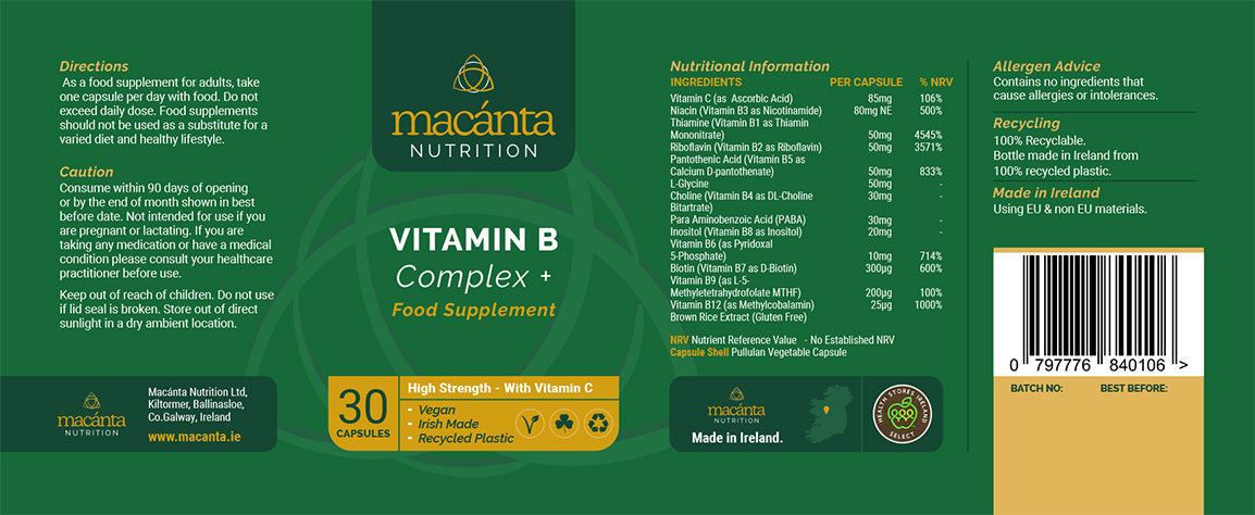 Macanta Vitamin B Complex + (30 Capsules)