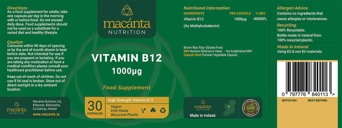 Macanta Vitamin B12 1000ug (30 Capsules)
