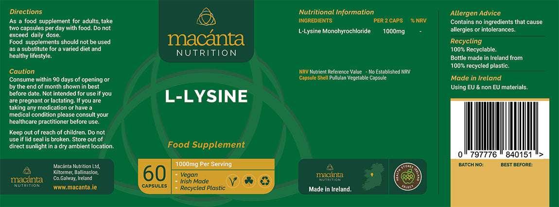 Macanta L-Lysine (60 Capsules)