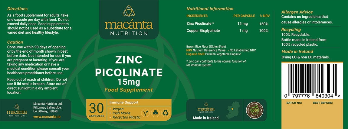 Macanta Zinc Picolinate 15mg (30 capsules)