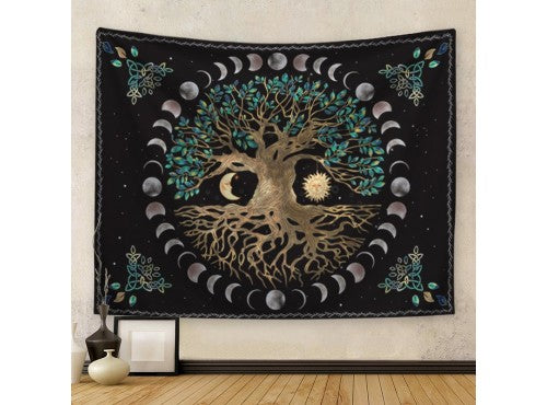 Tree of Life Moon Phase Mandala Tapestry
