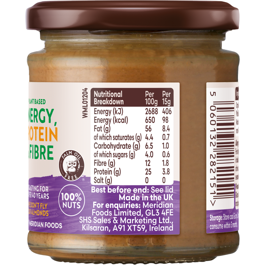 Meridian Organic Almond Butter Smooth (No Salt) 170g