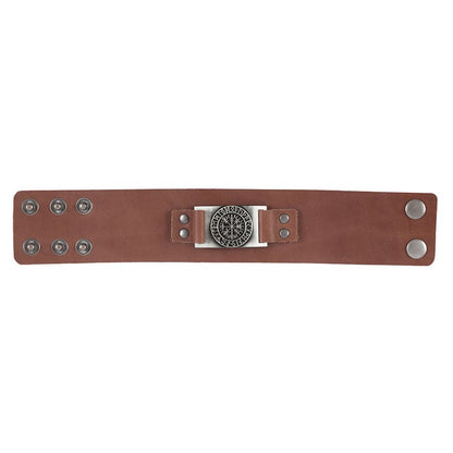 Bracelet - Leather Cuff - Viking Compass