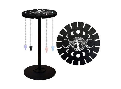 Tree of Life Moon Phase Wooden Wheel Pendulum Stand