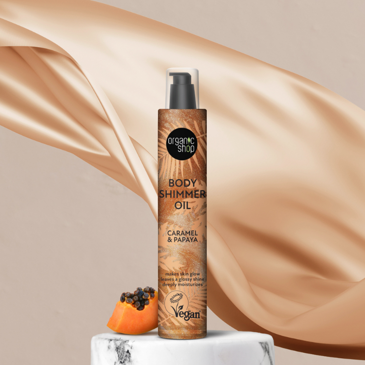 Organic Shop Body Shimmer Oil (Caramel &amp; Papaya) 100ml