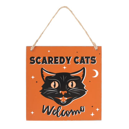 Hanging Sign &quot;Scardy Cats Welcome&quot;