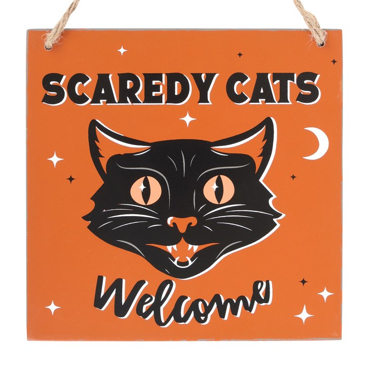 Hanging Sign &quot;Scardy Cats Welcome&quot;