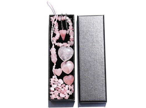 Rose Quartz Natural Stone 7pce Therapy Gift Set