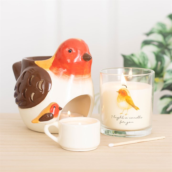 Ceramic Oil Burner &amp; Wax Warmer - Robin Shaped