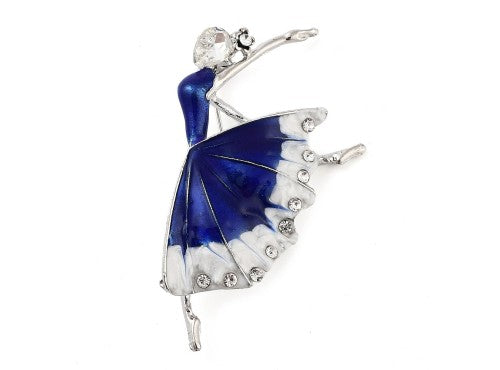 Brooch - Ballet Dancer Rhinestone Blue