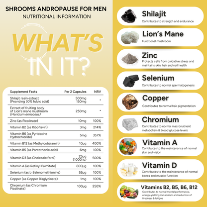 FabU Shrooms Andropause for Men (60 Caps)