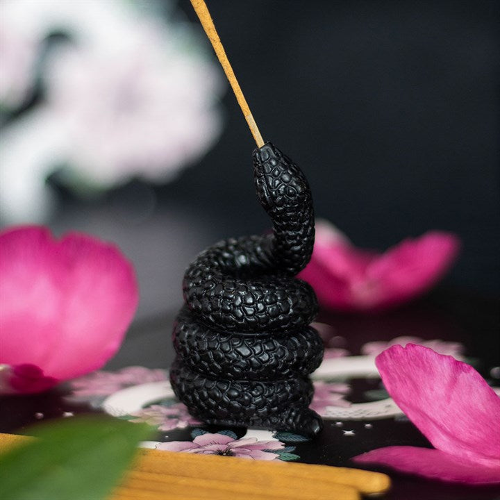 Incense Stick Holder - Black Coiled Snake