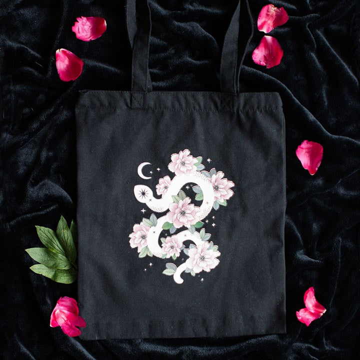 Tote Bag - "Floral Snake" - Polycotton