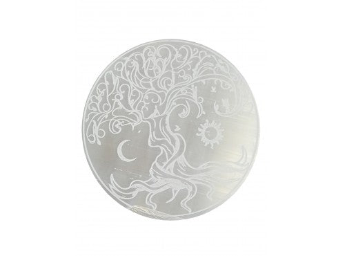 Selenite Charging Plate Round 10cm Tree of Life (Morocco)