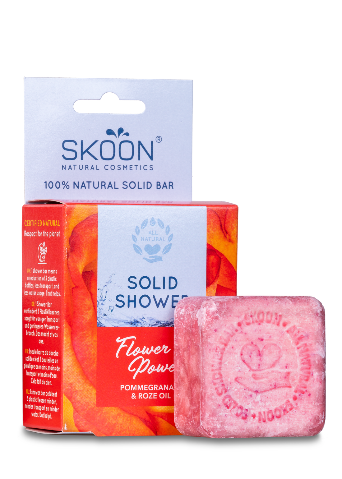 Skoon Solid Shower Bar Flower Power (Pommegranate & Roze Oil) 90g