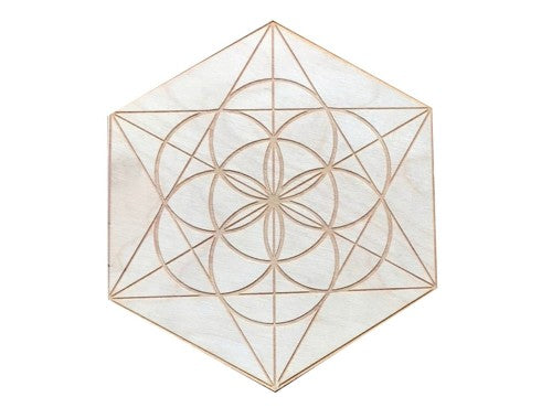 Flower of Life Wooden Crystal Grid (15cm)