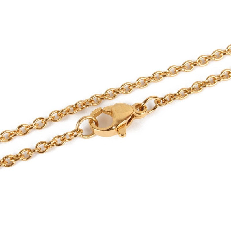 Stainless Steel Cable Chain w/Lobster Claw Clasp (55mm) Gold