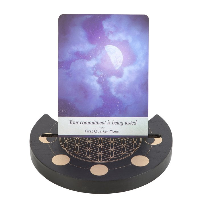 Black Flower of Life  Crescent Moon Tarot Card Stand