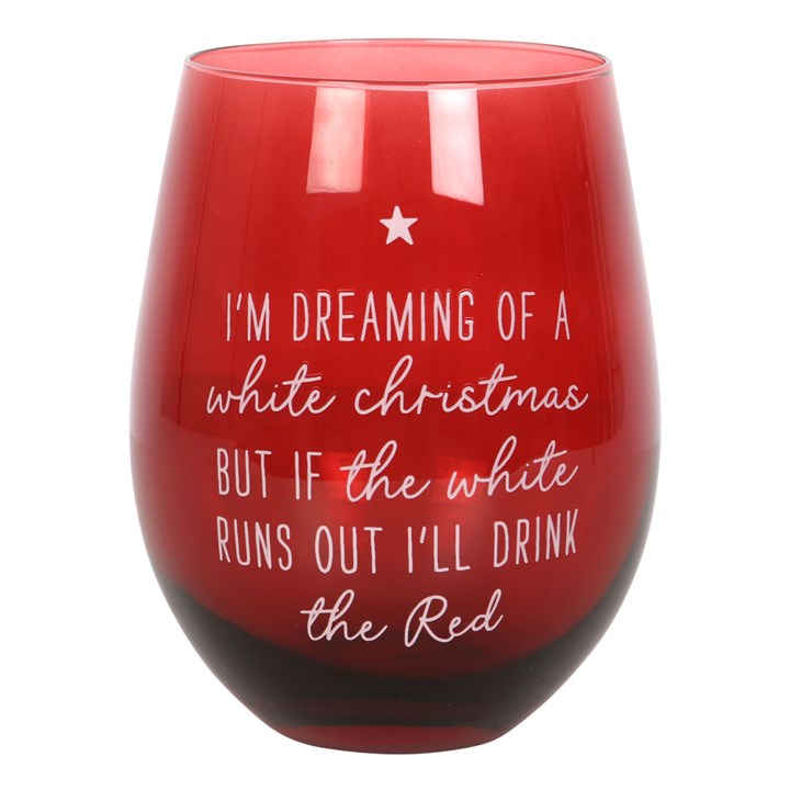 Stemless Wine Glass - "Dreaming Of A White Christmas"