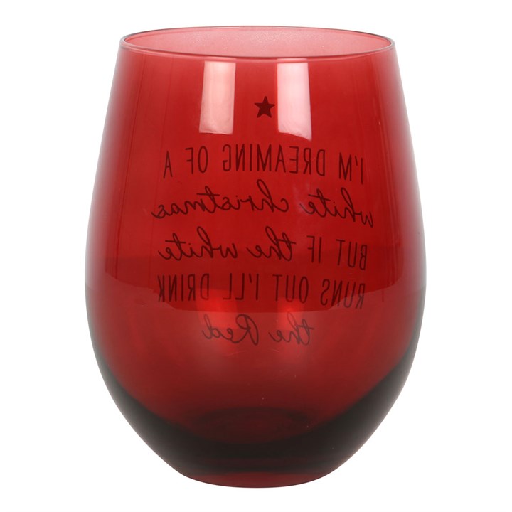 Stemless Wine Glass - &quot;Dreaming Of A White Christmas&quot;