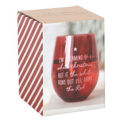 Stemless Wine Glass - &quot;Dreaming Of A White Christmas&quot;