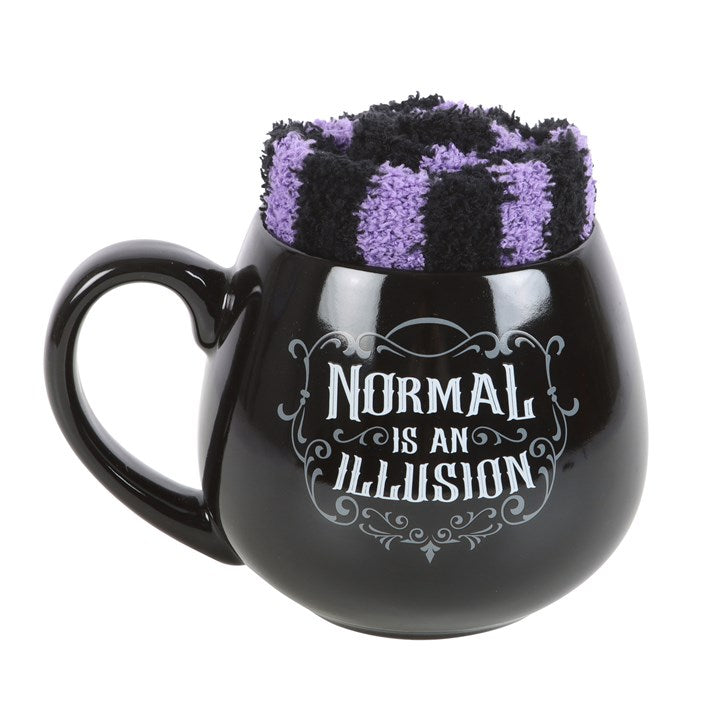 Gothic Mug & Socks Set - "Normal Is An Illusion"