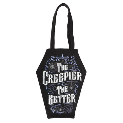 Tote Bag Coffin Shaped - "The Creepier The Better" - Polycotton