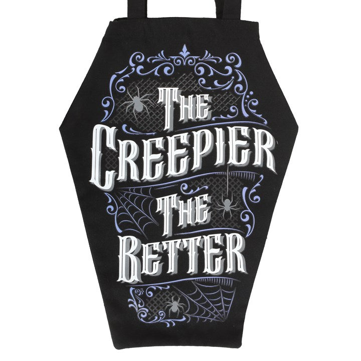 Tote Bag Coffin Shaped - "The Creepier The Better" - Polycotton