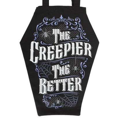 Tote Bag Coffin Shaped - "The Creepier The Better" - Polycotton