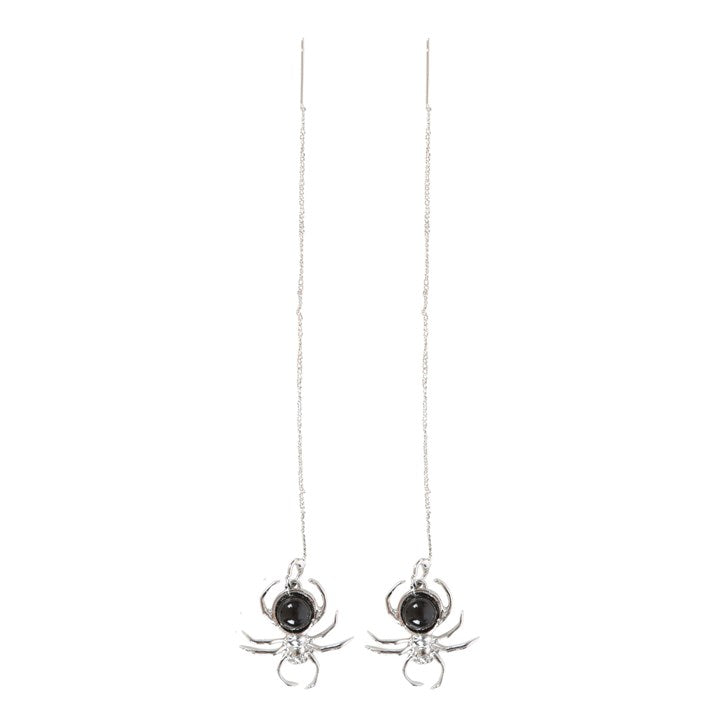 Black Obsidian Spider Threader Earings