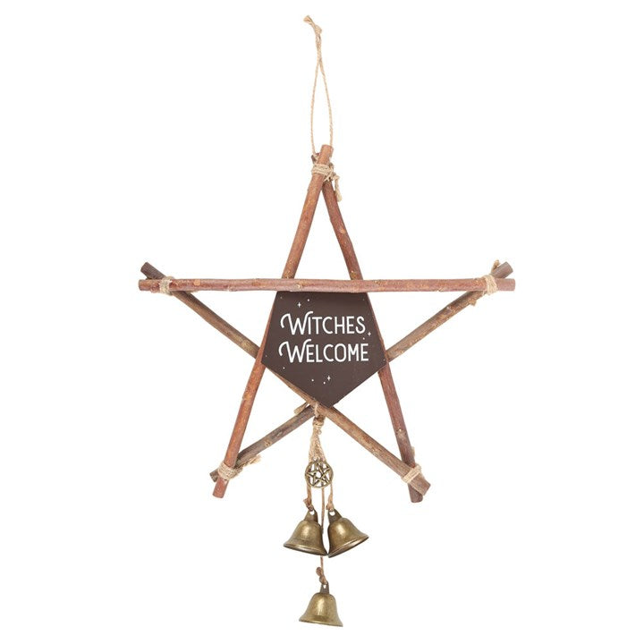 Witches Welcome Willow Pentagram 30mm Sign With Bells