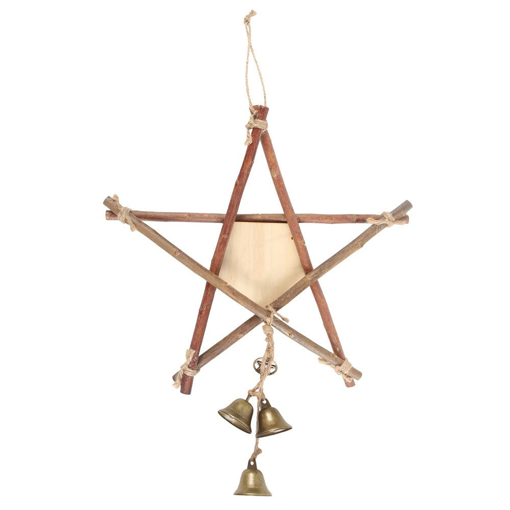 30cm Witches Welcome Willow Pentagram Sign With Bells