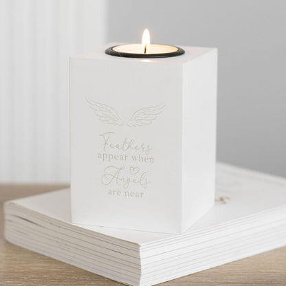 Tealight Holder -  "Feathers Appear When Angel Are Near"