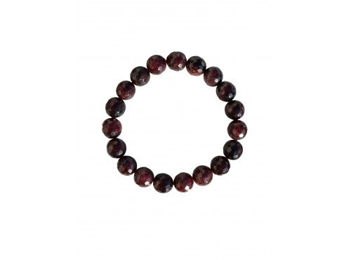 Ball Bracelet Faceted - Garnet 53mm (10mm Beads)