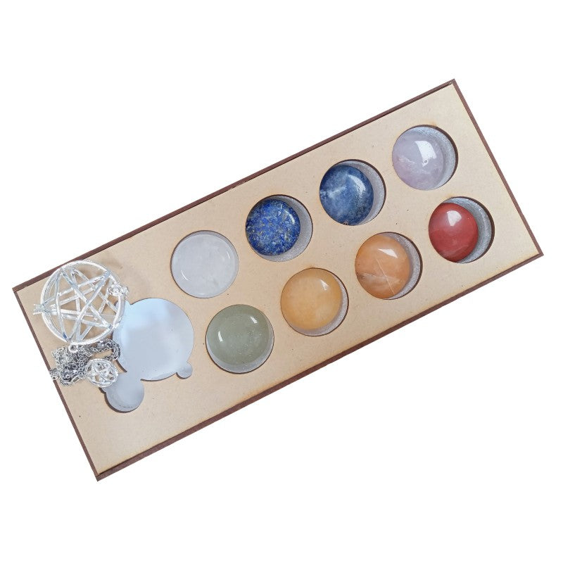 Chakra Disc Pentagram Pendulum 8 pcs set