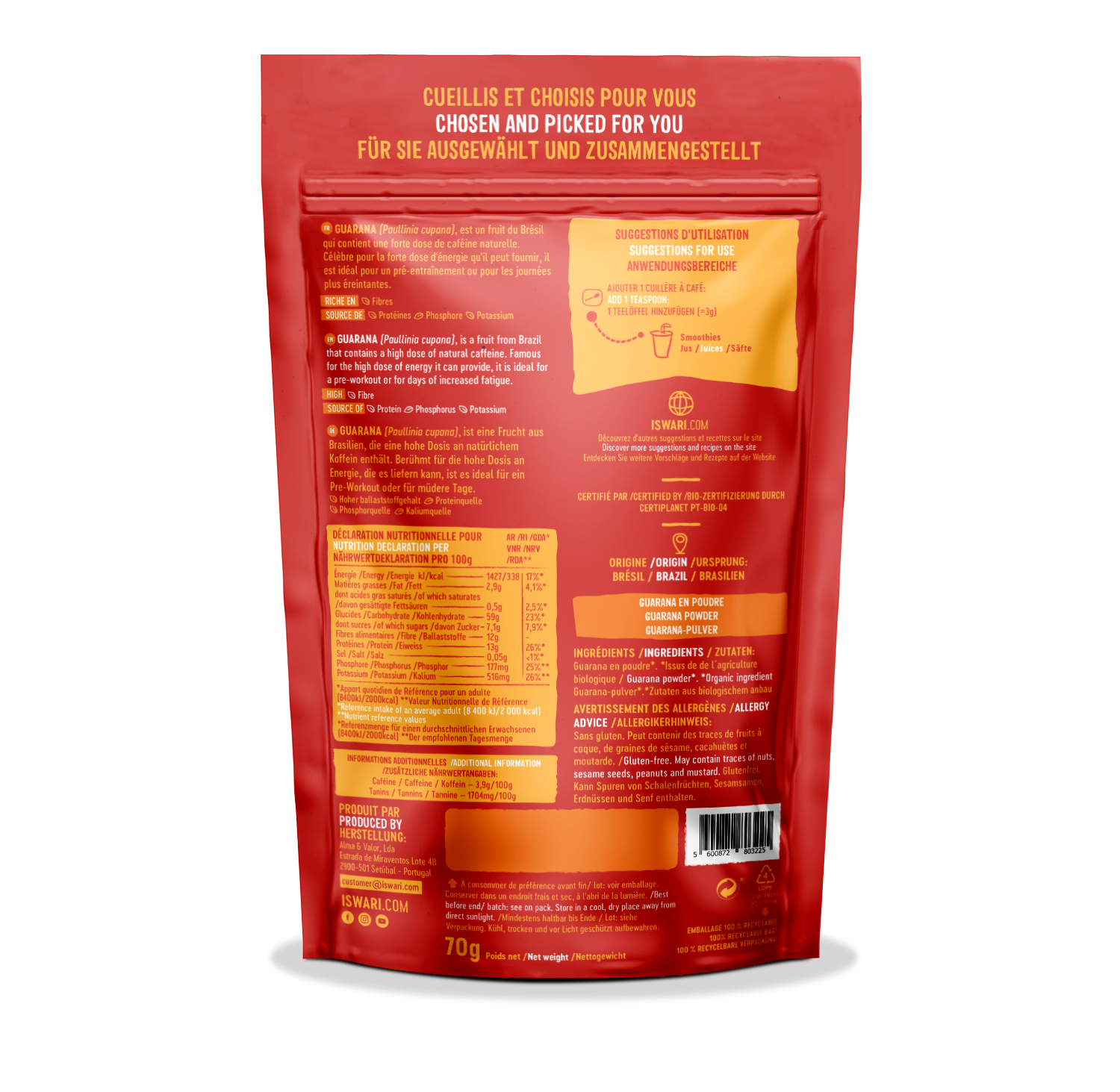 Iswari Guarana Powder Organic (70g)
