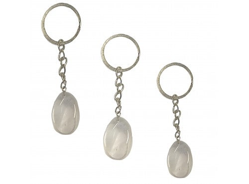 Clear Quartz Keyring Tumbled Stone