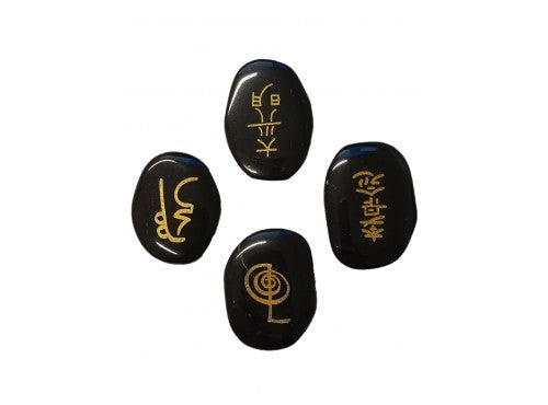 Reiki Set with Pouch - Black Agate
