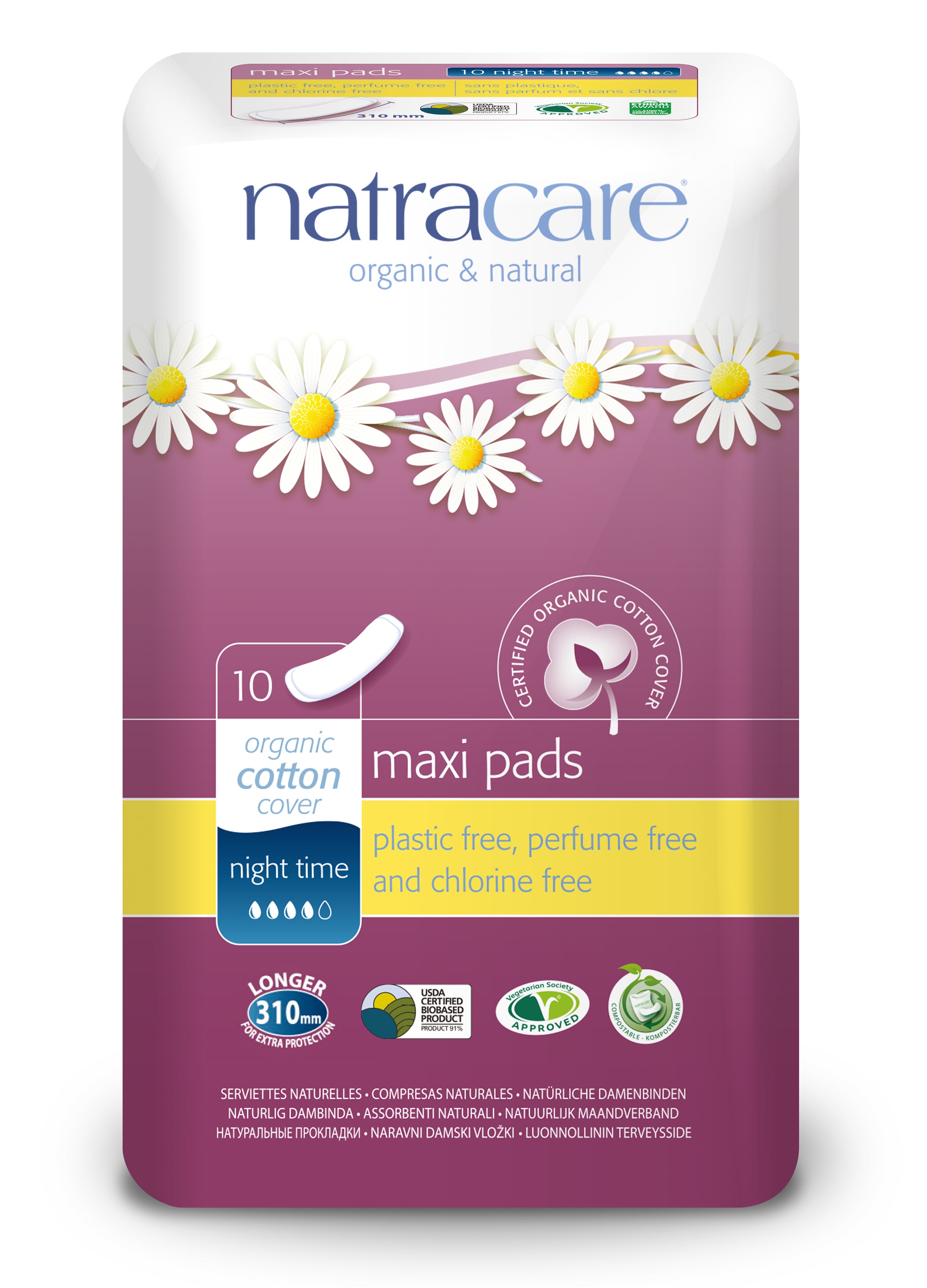 Natracare Night Time Maxi Pads 10&