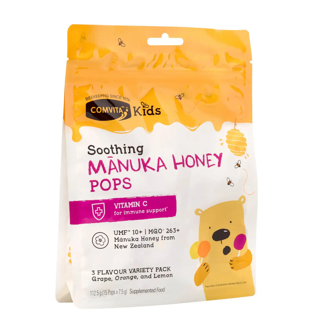 Comvita Soothing Manuka Honey Lollipops w/Vitamin C 7.5g (15&