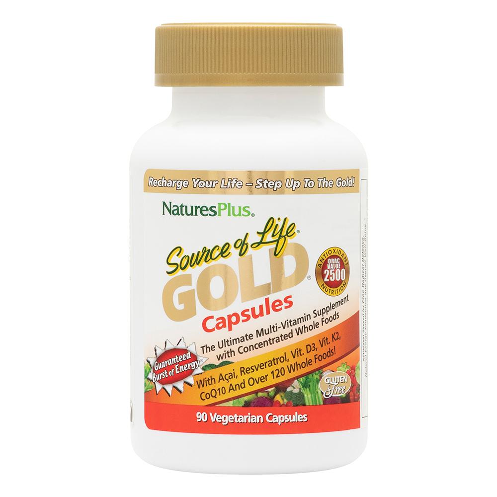 Natures Plus "Source of Life" GOLD Multivitamin Capsules (90 Caps) (w/Vit D3 & K2)
