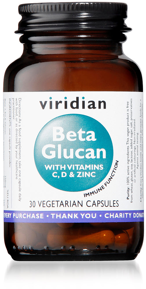 Viridian Beta Glucan 250mg (Plus Vitamin C, D3 &amp; Zinc) - 30 Veg Caps