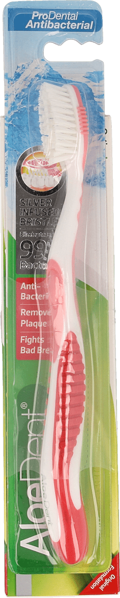 Aloe Dent Red Nano Silver Infused Bristles Toothbrush