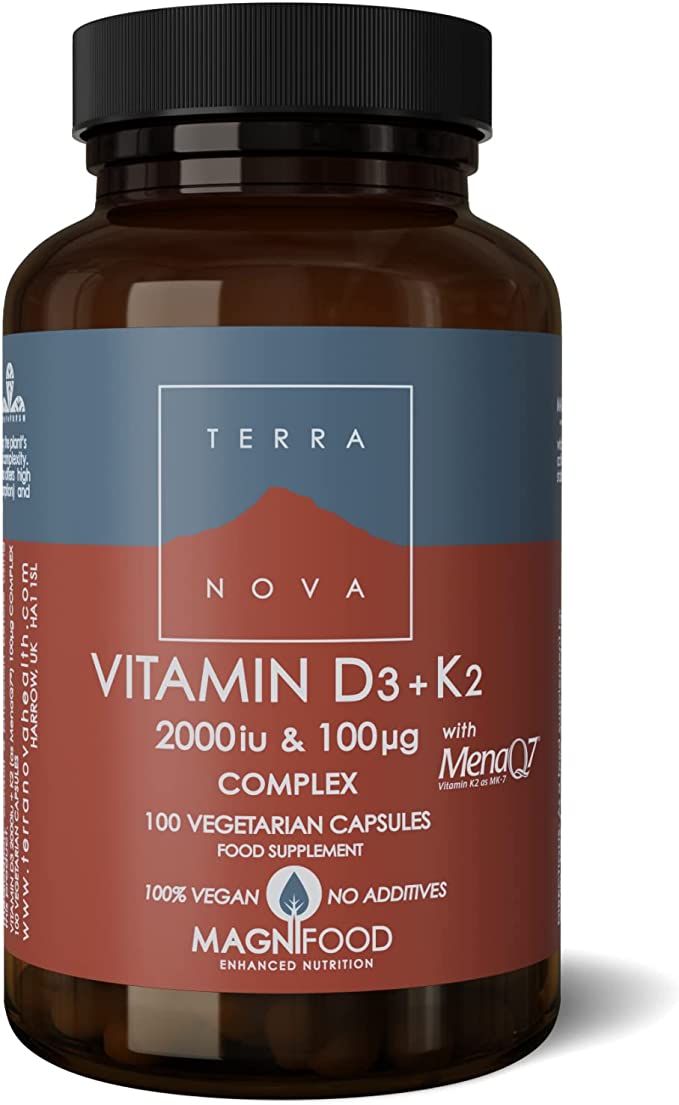 Terranova Vitamin D3 + K2 2000iu &amp; 100ug complex (100 Caps)