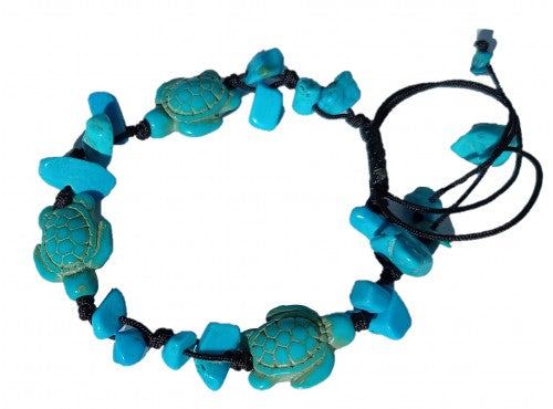 Howlite Blue Chip &amp; Turtle Thread Bracelet