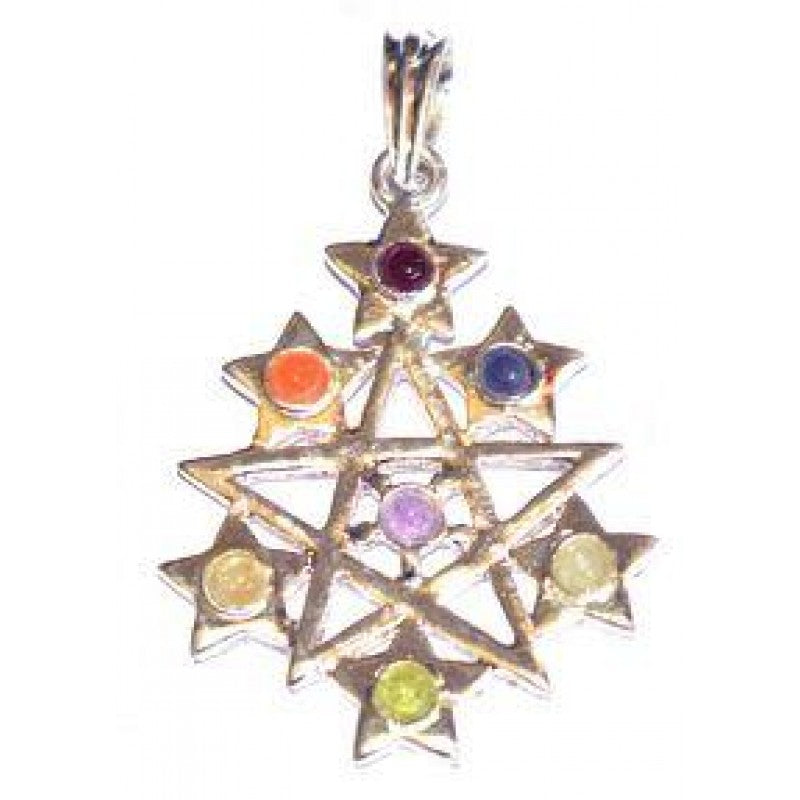 Chakra Star Silver Plated Pendant SS Chain