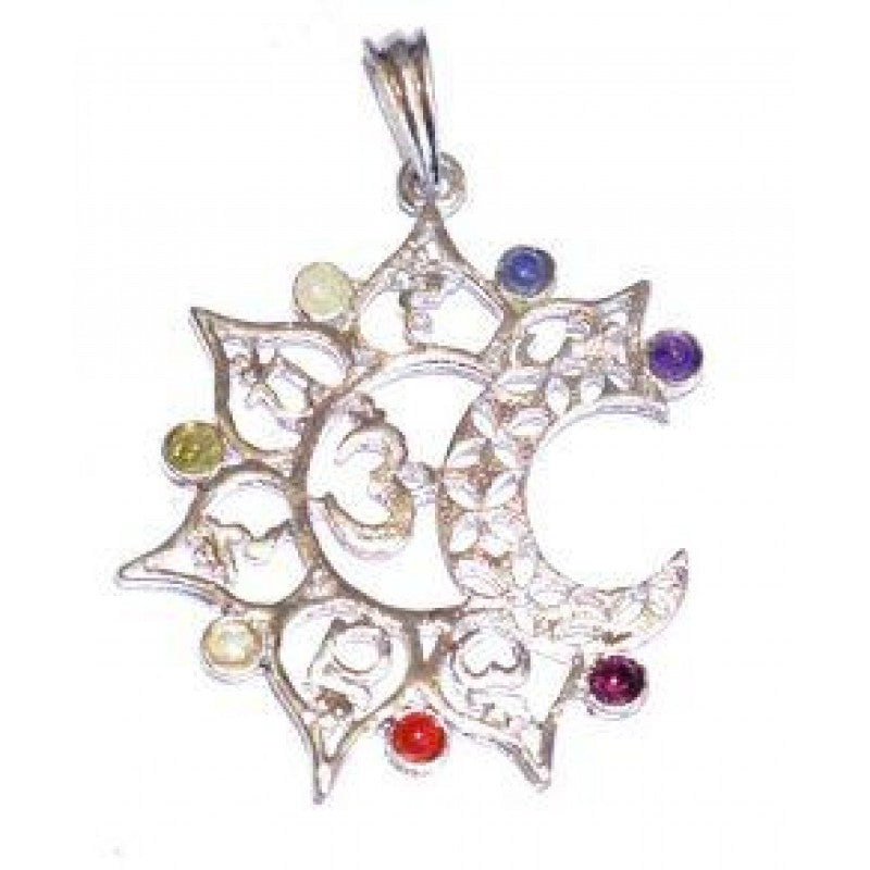 Chakra OM Silver Plated Pendant