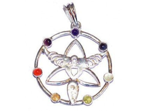 Chakra Angel Silver Plated Pendant