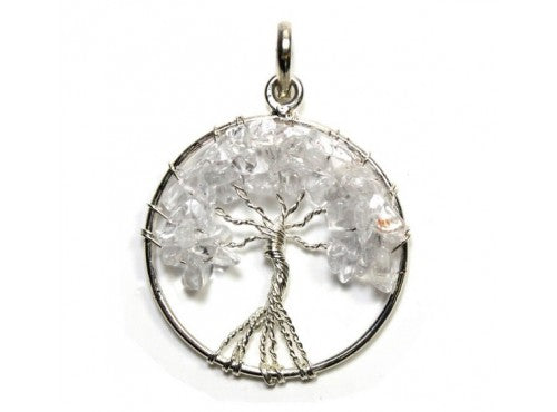 Tree of Life Pendant Crystal Silver Plated