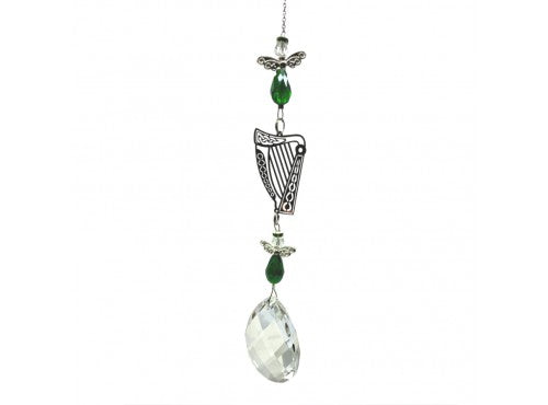 Feng Shui Crystal - Pear w/ Harp &amp; 2 Angels 50mm